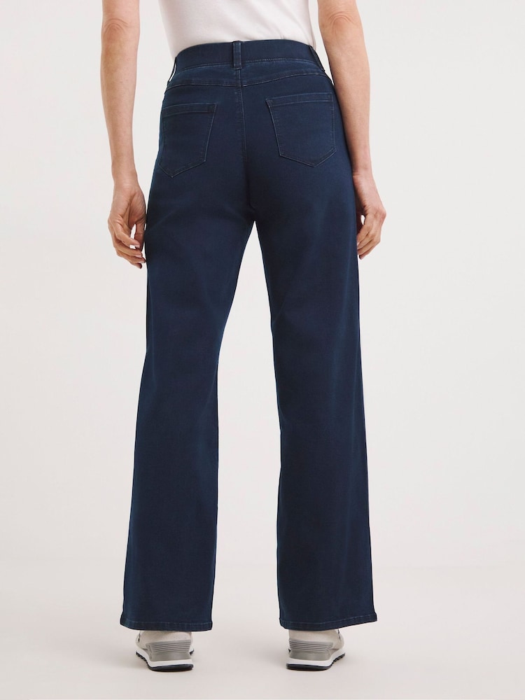 JD Williams Indigo Wide Fit Blue Wide Leg Jeggings - Image 3 of 4
