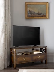 Laura Ashley Dark Chestnut Balmoral 2 Drawer Corner TV Stand - Image 2 of 9