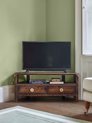 Laura Ashley Dark Chestnut Balmoral 2 Drawer Corner TV Stand - Image 4 of 9