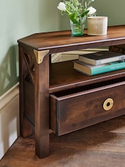 Laura Ashley Dark Chestnut Balmoral 2 Drawer Corner TV Stand - Image 5 of 9