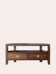 Laura Ashley Dark Chestnut Balmoral 2 Drawer Corner TV Stand - Image 6 of 9