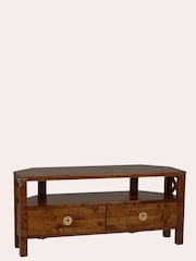 Laura Ashley Dark Chestnut Balmoral 2 Drawer Corner TV Stand - Image 7 of 9