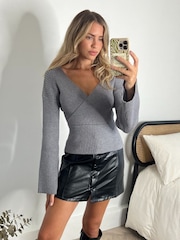 Style Cheat Grey Kallie Knitted Jumper - Image 1 of 4