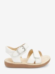 White Leather Wide Fit (G) Little Luxe™ Sandals - Image 1 of 6