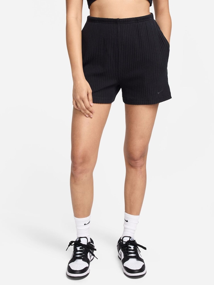 Nike Black 100% Cotton Chill Knit Ribbed 3-Inch Shorts - Image 1 of 7