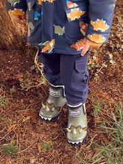 JoJo Maman Bébé Khaki Cosy Lined Dino Ankle Wellies - Image 1 of 9