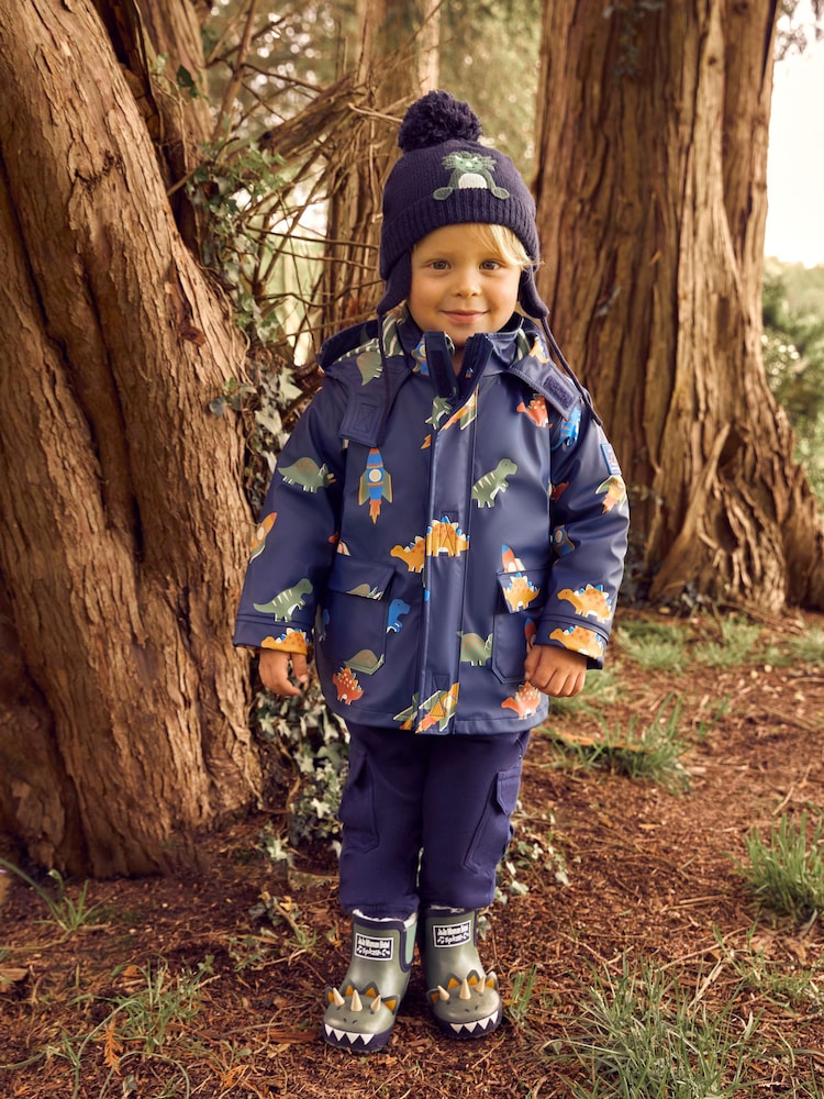 JoJo Maman Bébé Khaki Cosy Lined Dino Ankle Wellies - Image 2 of 9