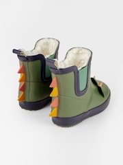 JoJo Maman Bébé Khaki Cosy Lined Dino Ankle Wellies - Image 6 of 9