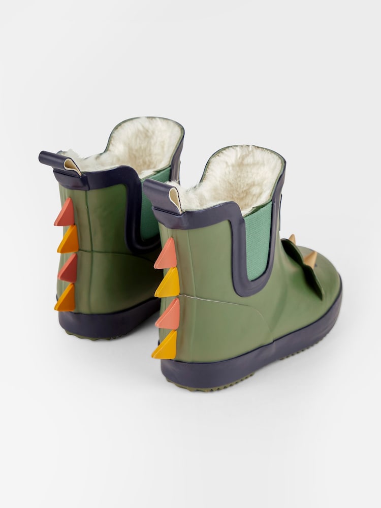 JoJo Maman Bébé Khaki Cosy Lined Dino Ankle Wellies - Image 6 of 9