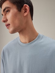 Blue Relaxed Fit Heavyweight Cotton T-Shirt - Image 4 of 7