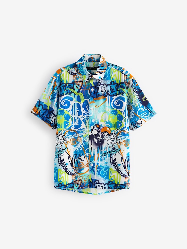 Multi Palms Short Sleeve Printed Shirt (3-16yrs) - Image 1 of 6