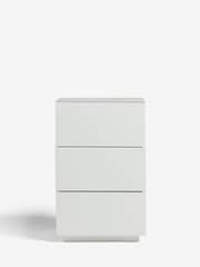 White Sloane Glass Collection Luxe 3 Drawer Bedside Table - Image 2 of 6