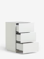 White Sloane Glass Collection Luxe 3 Drawer Bedside Table - Image 3 of 6