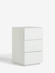 White Sloane Glass Collection Luxe 3 Drawer Bedside Table - Image 5 of 6