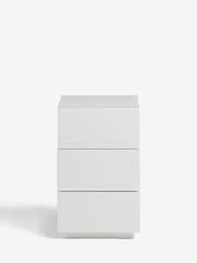 White Sloane Glass Collection Luxe 3 Drawer Bedside Table - Image 6 of 6
