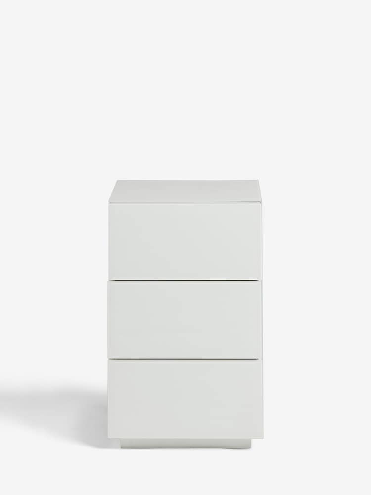 White Sloane Glass Collection Luxe 3 Drawer Bedside Table - Image 6 of 6