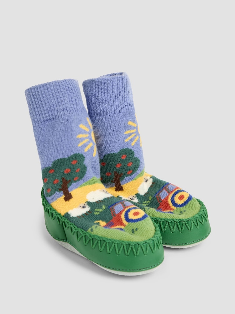 Calcetines tipo pantuflas con escena de granja de Jojo Maman Bébé - Imagen 1 de 4