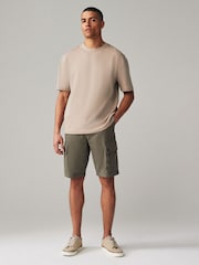 Khaki Green Belted Cargo Shorts - Image 2 of 10