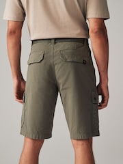 Khaki Green Belted Cargo Shorts - Image 3 of 10