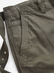 Khaki Green Belted Cargo Shorts - Image 7 of 10