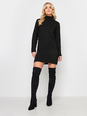 PixieGirl Petite Black Cable Knitted Jumper Dress - Image 1 of 5