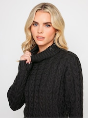 PixieGirl Petite Black Cable Knitted Jumper Dress - Image 4 of 5