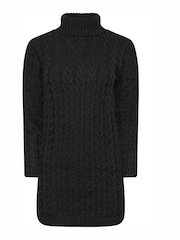 PixieGirl Petite Black Cable Knitted Jumper Dress - Image 5 of 5