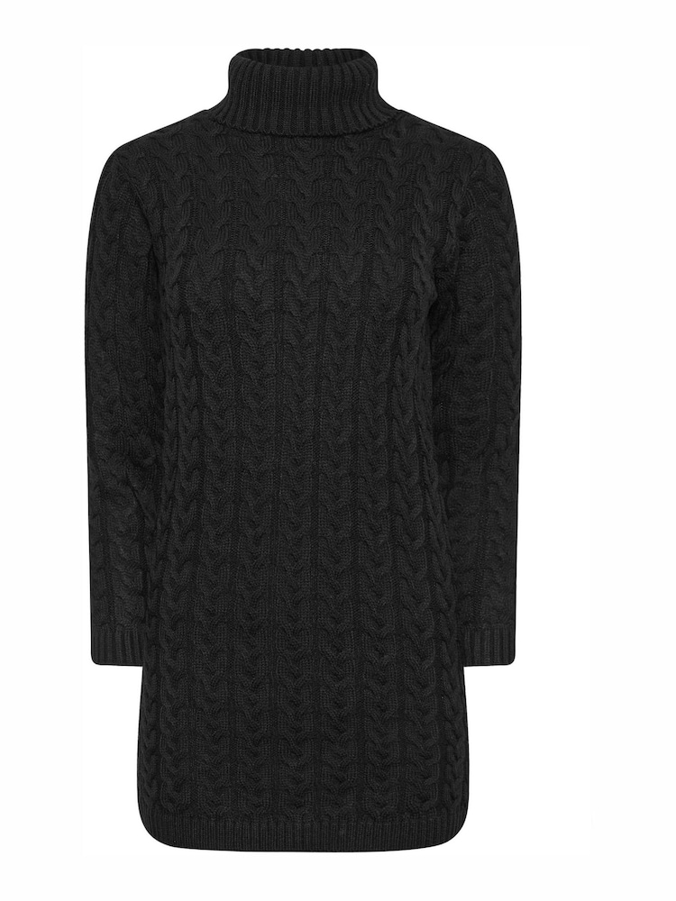 PixieGirl Petite Black Cable Knitted Jumper Dress - Image 5 of 5