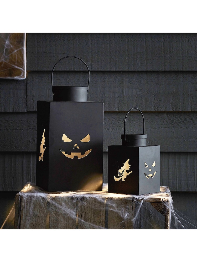 Lights4fun Black Mercury Light Up Outdoor Pumpkin Lanterns - Image 1 of 4
