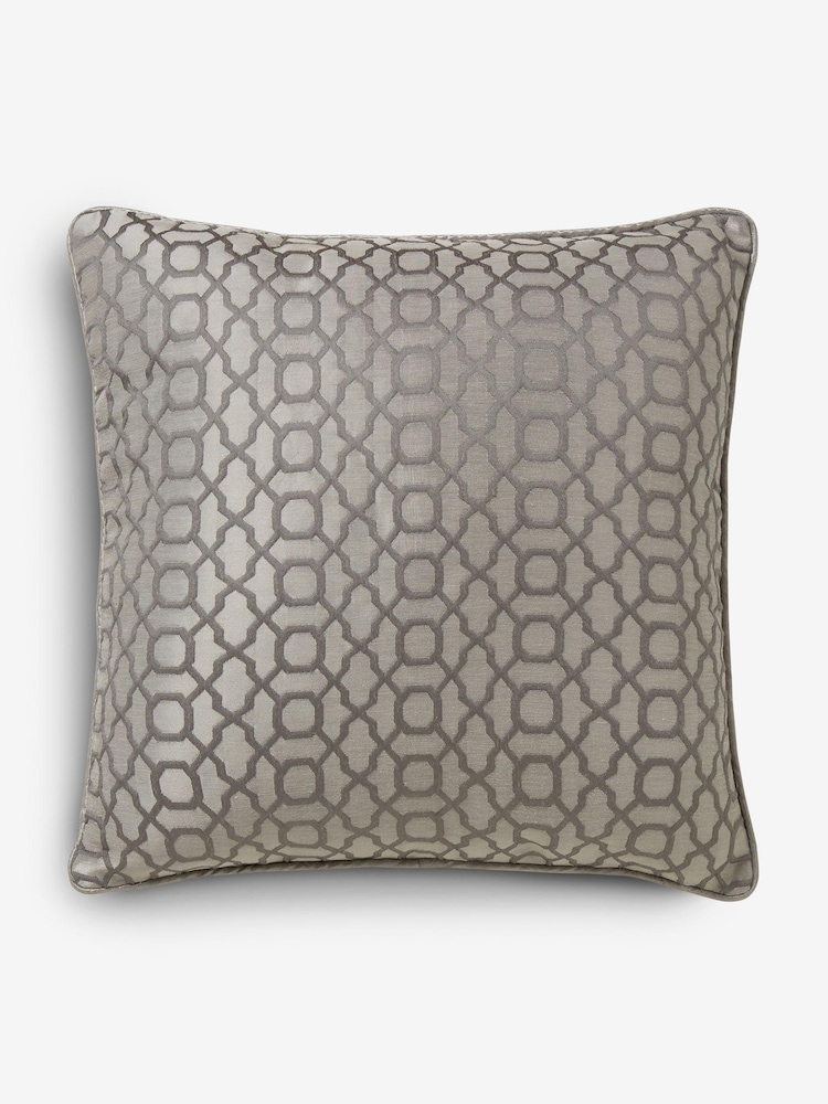 Silver Woven Geometric 59 x 59cm Cushion - Image 1 of 1