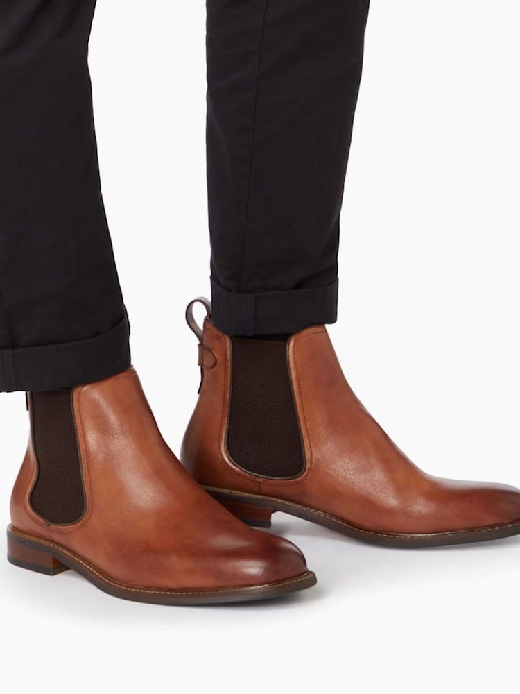 Dune London Tan Brown Leather Character Chelsea Boots - Image 2 of 5
