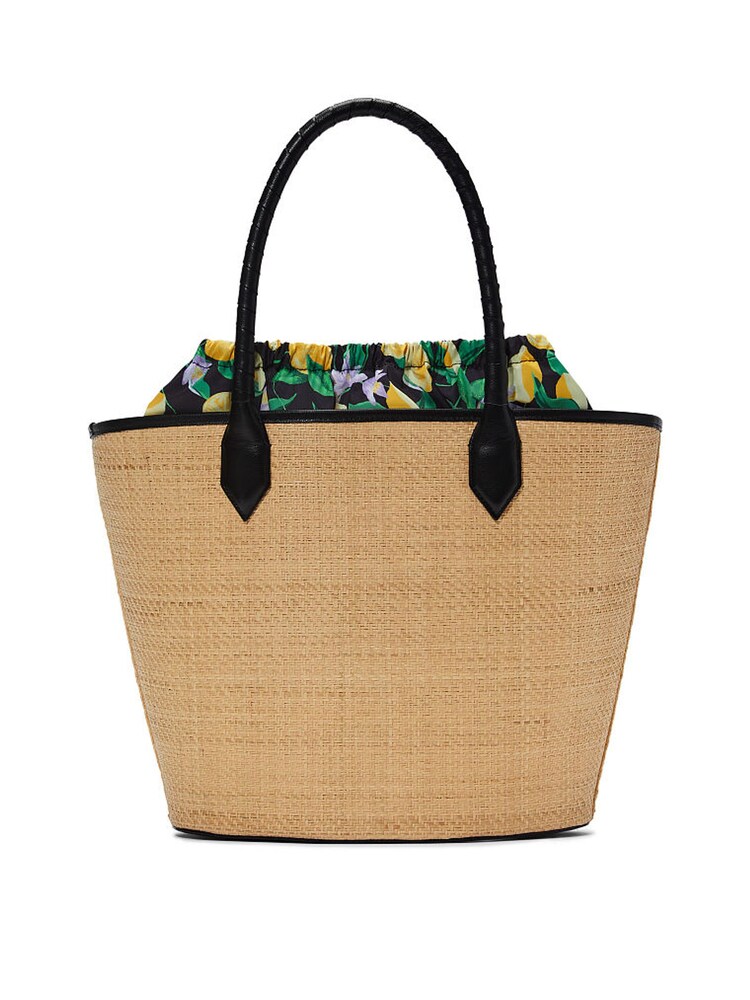 Victoria's Secret Lemon Black Straw Tote Bag - Image 2 of 3