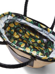 Victoria's Secret Lemon Black Straw Tote Bag - Image 3 of 3