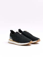 River Island Black Zip Front Quilted Runner - Image 2 of 5