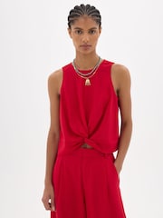 Hush Red Maggie Twist Front Linen Top - Image 1 of 6