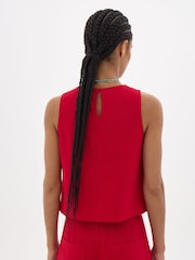 Hush Red Maggie Twist Front Linen Top - Image 3 of 6