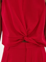 Hush Red Maggie Twist Front Linen Top - Image 5 of 6