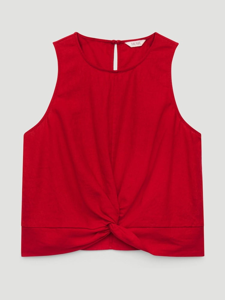 Hush Red Maggie Twist Front Linen Top - Image 6 of 6 Hush Red Maggie Twist Front Linen Top - Image 6 of 6