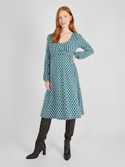 JoJo Maman Bébé Navy Geo Maternity & Nursing Wrap Dress - Image 1 of 4