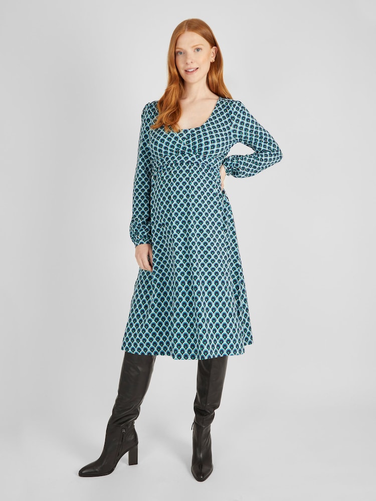 JoJo Maman Bébé Navy Geo Maternity & Nursing Wrap Dress - Image 1 of 4