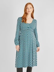 JoJo Maman Bébé Navy Geo Maternity & Nursing Wrap Dress - Image 2 of 4