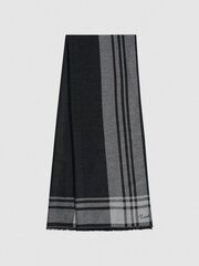 Reiss Black/White Clara Checked Embroidered Scarf - Image 1 of 4