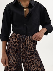 Hush Animal Petunia Linen Blend Leopard Print Trousers - Image 5 of 6