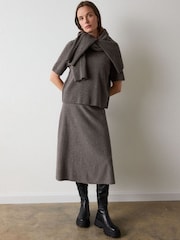 Whistles Nude Wool Knitted Midi Skirt - Image 2 of 4