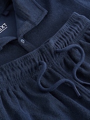 Navy Blue Towelling Short Sleeve Shirt and Shorts Set (3-16yrs) - Image 3 of 3