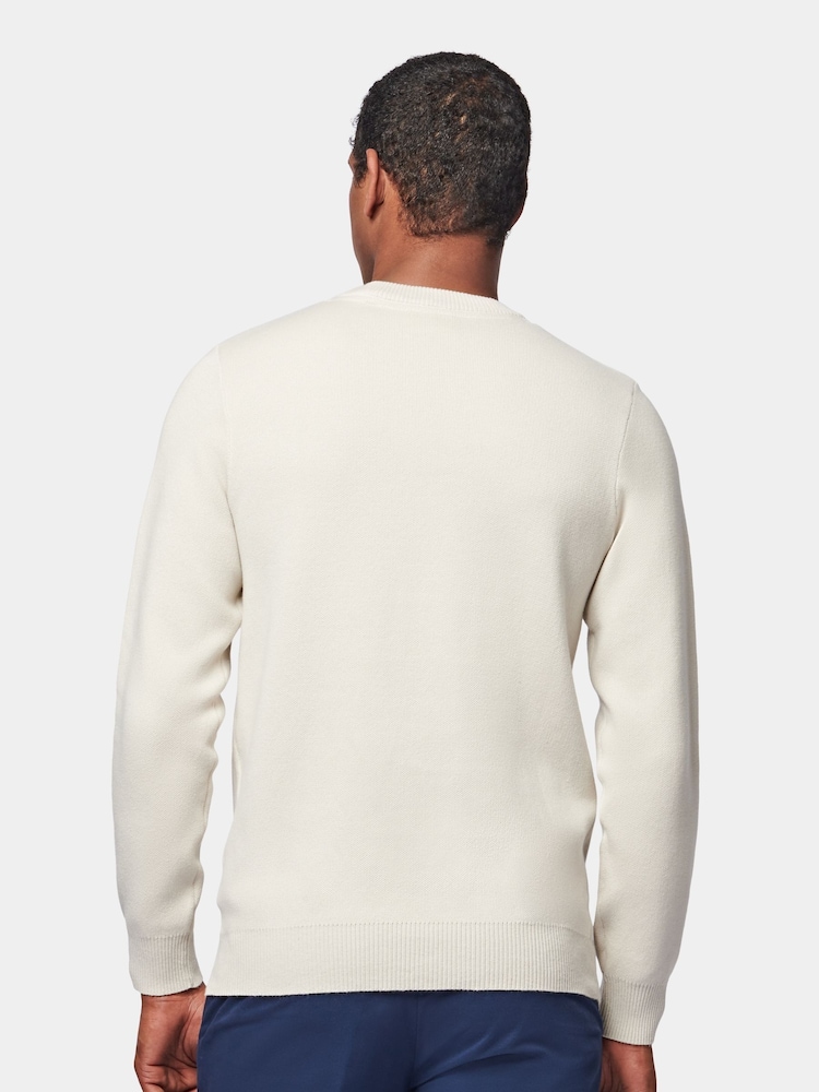 Peckham Rye Grey 100% Cotton Knitted Intarsia Crew Neck Jumper - Image 2 of 6