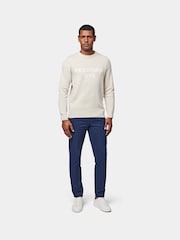Peckham Rye Grey 100% Cotton Knitted Intarsia Crew Neck Jumper - Image 3 of 6