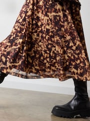 Whistles Brown Petite Abstract Animal Mesh Dress - Image 4 of 4