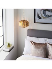 Gallery Home Gold Daphnie Gold Leaf 1 Bulb Pendant Ceiling Light - Image 2 of 7
