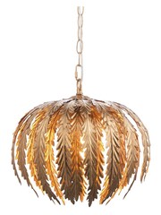 Gallery Home Gold Daphnie Gold Leaf 1 Bulb Pendant Ceiling Light - Image 6 of 7